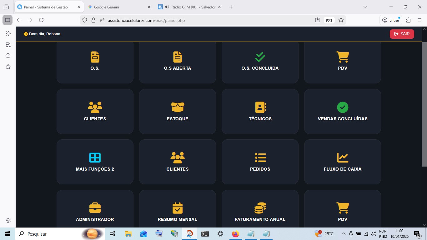 Sistema Online de Ordem de Serviço para Assistência Técnica (Celulares e Eletrônicos) codigo 0020
